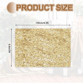 sourcing map Champagne Sequin Fabric, by The Yard, 1 Yard Length 4.3ft Wide Sequin Velvet Fabric Shiny Sparkly Cloth for DIY Sewing, Dress, Backdrop, Tablecloth, Table Runner