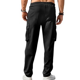 Mancozy Men's Casual Cargo Sweatpants Waist Drawstring Joggers Tactical Loose Fit Pants for Men with Multi Pockets Small