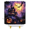 YOZSLGU Purple Halloween Shower Curtain Spooky Castle Haunted House Scary