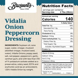 Braswell’s Vidalia Onion Peppercorn Dressing – Small-Batch, Renowned Specialty, Made in USA, Since 1946 (12oz)