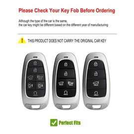 YONUFI Key Fob Cover with Keychain Leather Car Key Holder Compatible for Sonata Santa fe Tucson NX4 Palisade 2020-2024 Protector Remote Case (Gray)