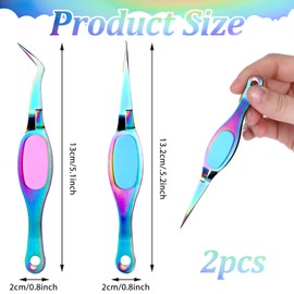 Piriuuo 2 Pcs Craft Tweezers Crossing Locking Tweezers, Reverse Tweezers Soft Grip Precision Tweezers Fine Point Tweezers for DIY Craft Jewelry Beading Electronics Laboratory Work