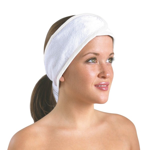 JMT Beauty White Spa Terrycloth Headband, 3" X 25", Soft N Comfortable