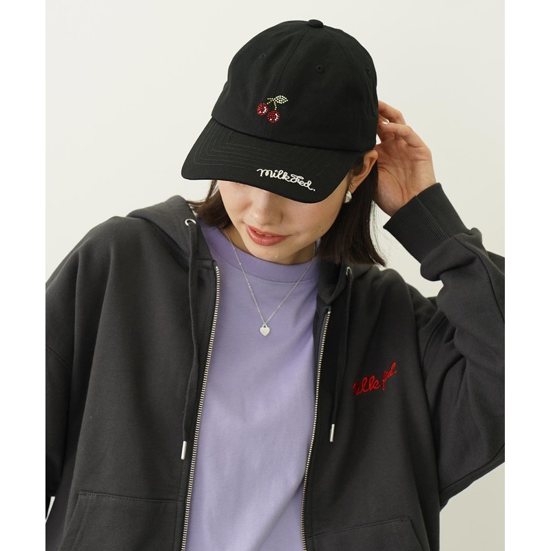 Milkfed RHINESTONE CHERRY CAP Women's Cap, Black, Free size