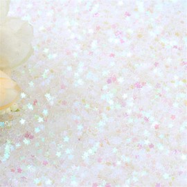 100g Iridescent Star Shaped Confetti Glitter Sequins Flat PVC Star Paillettes for Scrapbook Embellishment Cardmaking Jewelry Making Nail Manicure Wedding Birthday Party Decorartions(Clear)