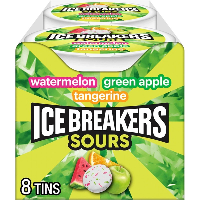 ICE BREAKERS Sours Green Apple, Tangerine and Watermelon Flavored Sugar