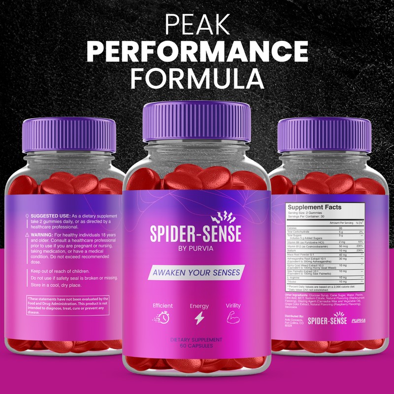 Purvia (2 Pack) Spider Sense Gummies Men Overall Strength Formula