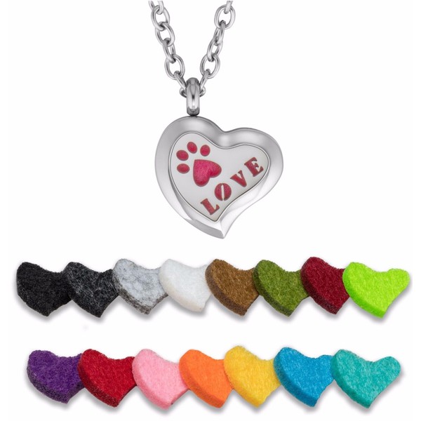 Essential Oil Diffuser Necklace Stainless Steel Aromatherapy Pet Love (Heart)