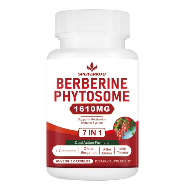 Spliferkou 7-in-1 Berberine Phytosome with Ceylon Cinnamon, Berberine Complex Supports