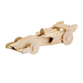 Pebaro 850/11 Holzbausatz Rennwagen, 3D Puzzle, Modellbausatz, Basteln mit Holz, Holzpuzzle, vorgestanzte Holzplatte, inkl. Schmirgelpapier, ausbrechen, zusammenstecken, fertig, Geschenkidee