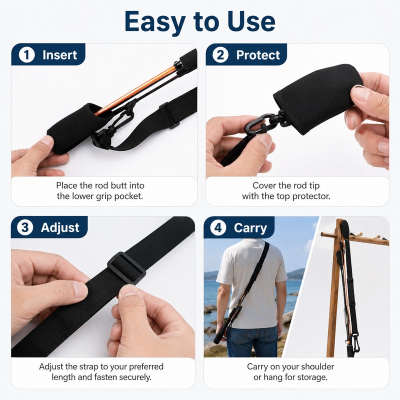 Fishing Rod Carry Strap for Travel & Storage – Adjustable