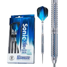 Harrows Sonic 90% Tungsten Steel Tip Darts Style B, 3 Supergrip Shafts, 3 Sonic Flights (22)