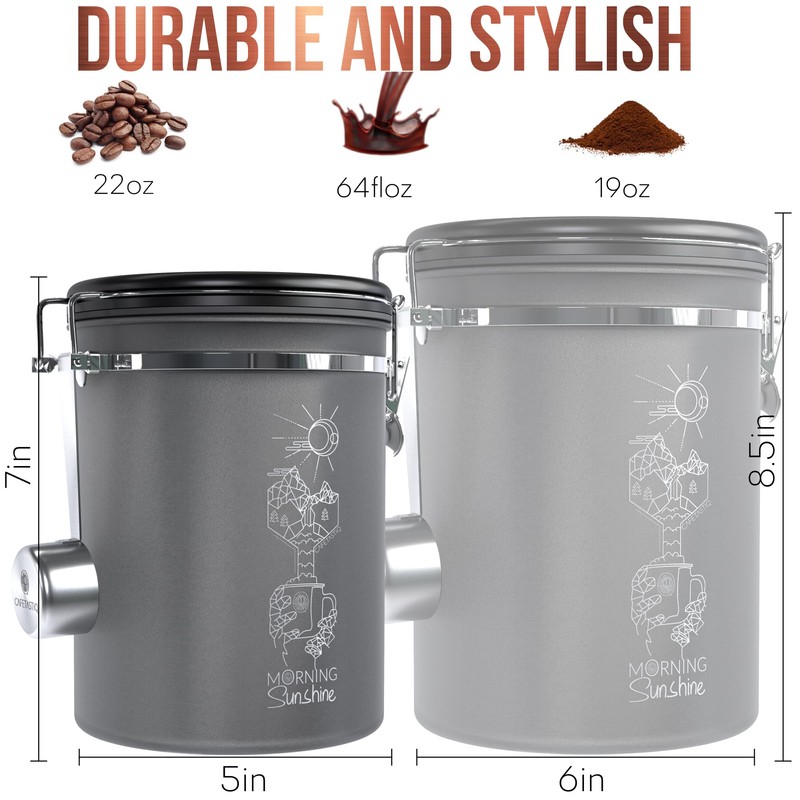 CafetastiQ Coffee Canister – Airtight Stainless Steel Storage Container with