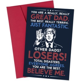 94Bright Funny Card for Dad from Daughter, Son, Wife, Kids on Fathers Day, Funny Gifts Card for Dad, Husband, Men Birthday Gifts Ideas, Humorous Greeting Cards with Red Envelope