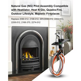 JUFZQO Pilot Assembly Fits for Heatilator, Majestic, Heat-N-Glo, Quadra-Fire Fireplaces, Natural Gas (NG) Pilot Assembly Replace 2090-012 SRV2090-012 2198-012