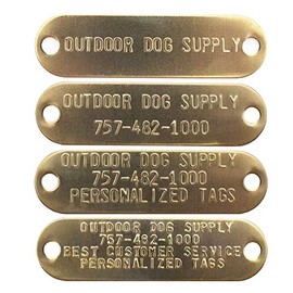 Leather Dog Collar Strap with Custom Brass Name Plate (D Ring, 1" W 19" L)