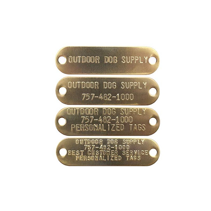 Leather Dog Collar Strap with Custom Brass Name Plate (D