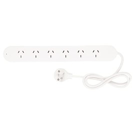HPM 6 Outlet Surge Protected Powerboard White