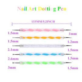 5 pc 2 Way Dotting Pen Tool Nail Art Tip Dot Paint Manicure kit (5PC)