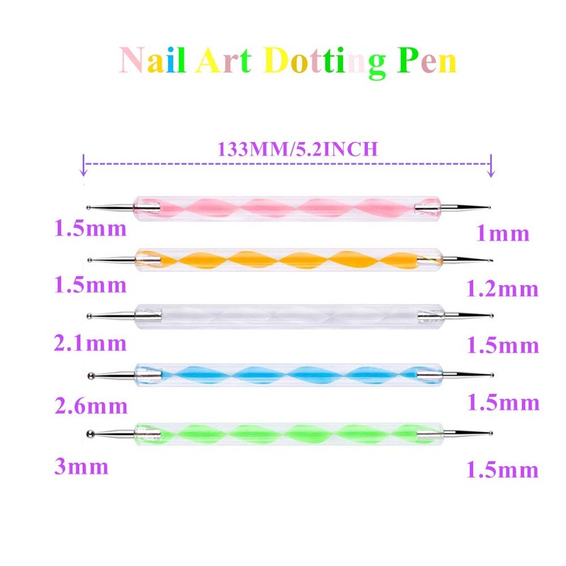 5 pc 2 Way Dotting Pen Tool Nail Art Tip