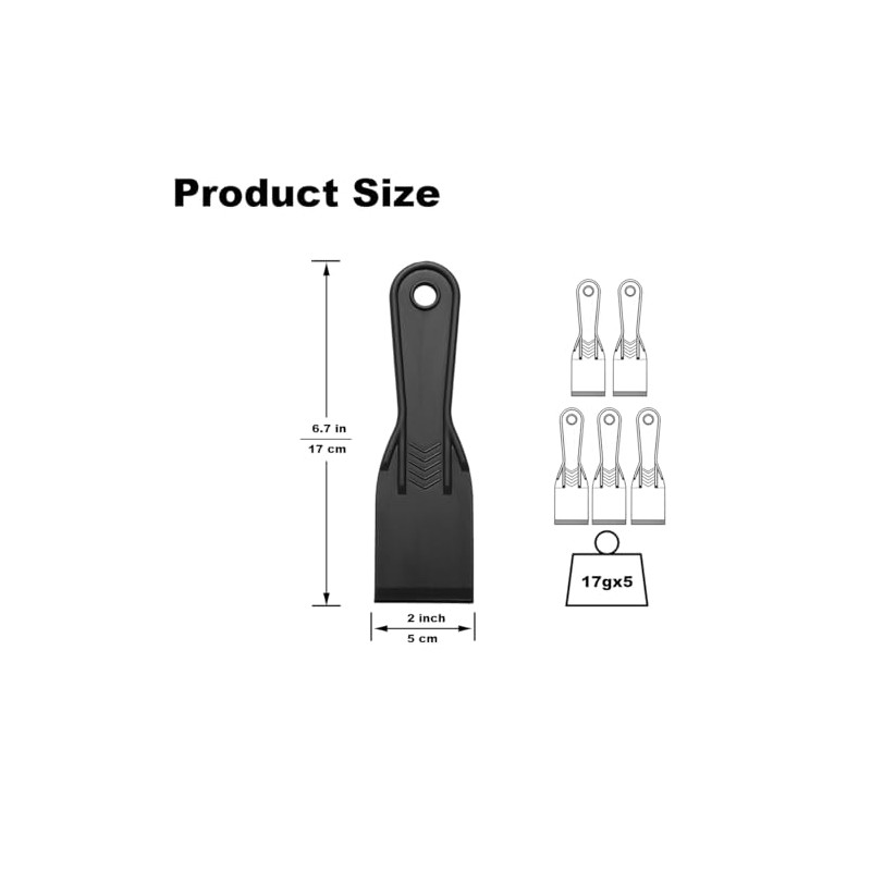 5 Pcs Plastic Putty Knife,2Inch Flexible Paint Scraper Tool for