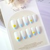3D Medium Press on Nails Square French Tip Fake Nails