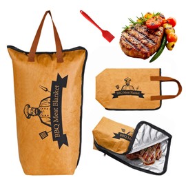 JJFYOSF BBQ Blanket for Resting Meat, Reusable Smoker Grilling Meat Insulated Resting Bag, Smoker Meat Resting Blanket with Wide Mouth for Large Brisket/Beef/Turkeys (BBQ Blanket 21 inch)