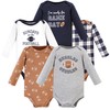 Hudson Baby Unisex Baby Cotton Long-Sleeve Bodysuits, Football Huddles 5-Pack,