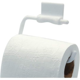 MAYTON Porta Rollo de Papel de Baño Blanco Adherible - Pégalo en Cualquier Superficie Lisa sin Utilizar Herramienta y comiénzalo a Usar!