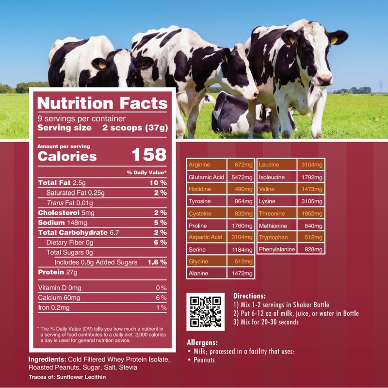 Pure Choice Peanut Butter Whey Isolate Protein Powder, 28g Protein