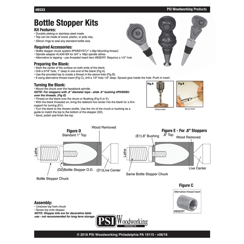 Penn State Industries BS1 Classic Bottle Stopper Kit Woodturning Project