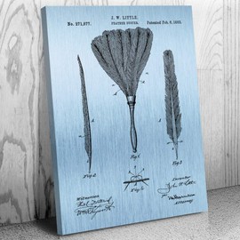 Feather Duster Canvas Print, Laundry Room Art, School Janitor, Custodian Gift, Washroom Wall Art, Housekeeper Gifts Blue Steel (9 inch x 12 inch)