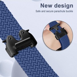 MiKoyi Nylon Band for Garmin Descent G2, 47mm model of Tactix 8/Fenix ​​E/Fenix ​​8, 22mm Stretchy Braided Nylon Sport Strap for Garmin Quatix 8 47mm/7 Pro/6/6 Titanium - Black