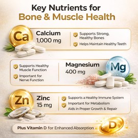 LUAL Calcium Magnesium Zinc with Vitamin D – Bone & Muscle Support Supplement for Adults, 250 Coated Caplets, 83 Day Supply