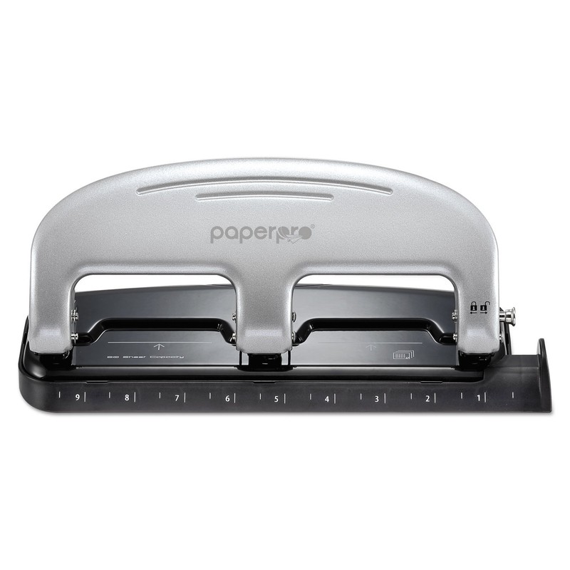 Paperpro-Bostitch 2220 inPRESS 3-Hole Punch, 20-Sheet Capacity, Black/Silver