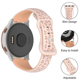 Strisinho 18mm 20mm Silicone Slim Leopard Bands Compatible with Garmin Venu 2S/Venu 3S/Vivoactive 4S/Vivomove 3S/Vivoactive 6/5/Venu/Venu Sq/Forerunner 165,Soft Narrow Cheetah Watch Strap Women Men