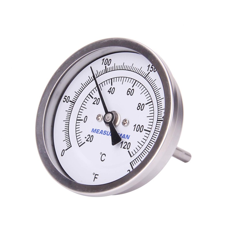 MEASUREMAN Fully Stainless Steel Pot, Kettle, Brewing Bimetal Thermometer, 3"