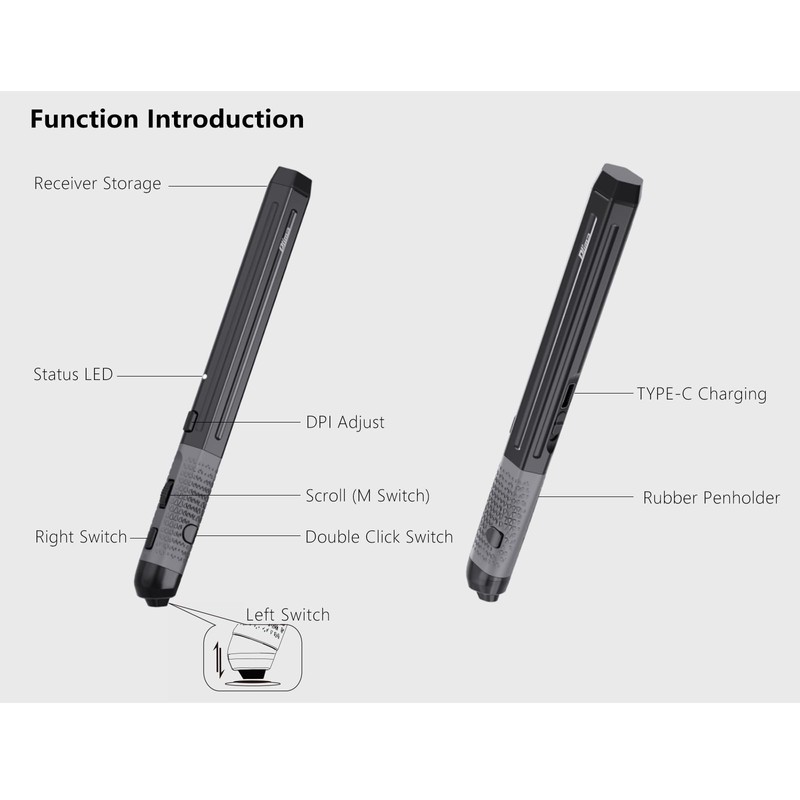 Plima Pocket Ergonomic Pen Mouse Vertical Mouse,DPI 800/1200/1600 Adjustable,Operate thisin
