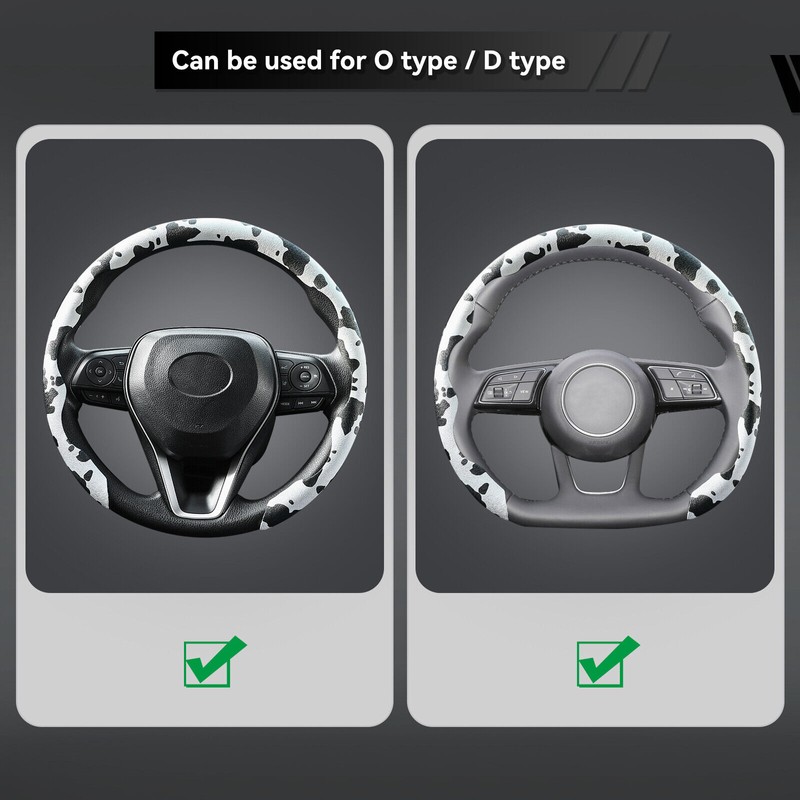 XUKEY Car Steering Wheel Cover Cow Print Pattern Interior Auto