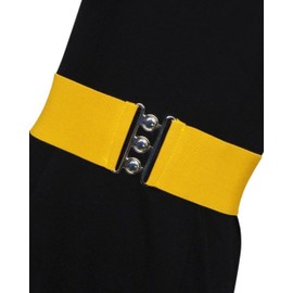 Ro Rox Retro Vintage Belt | Elastic Women's Accessories | Stretchy 50s Nurse With Silver Buckle & Clasp | Waist Belt For Dress | Wide Belt Design | Elasticated Belt For Women & Ladies, Yellow, S