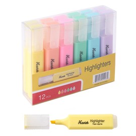 Kavish Highlighters Pens 12 Pack,Highlighter Chisel Tip Pastel,6 Bright Assorted Colors. Highlighting for School College and office Supplies