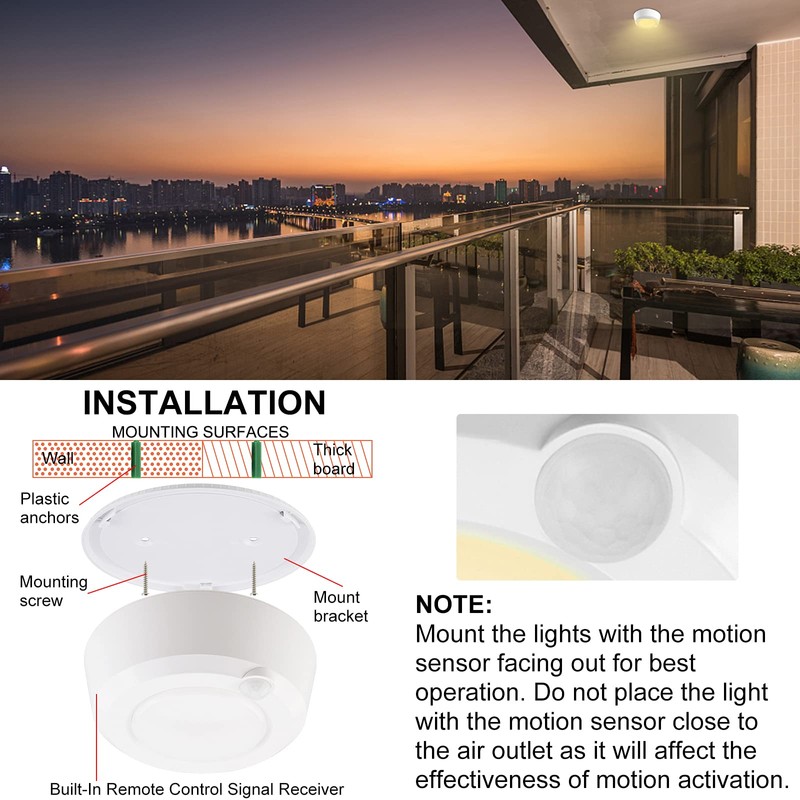BIGMONAT Cordless Ceiling Light with Motion Sensor, Battery Operated Led