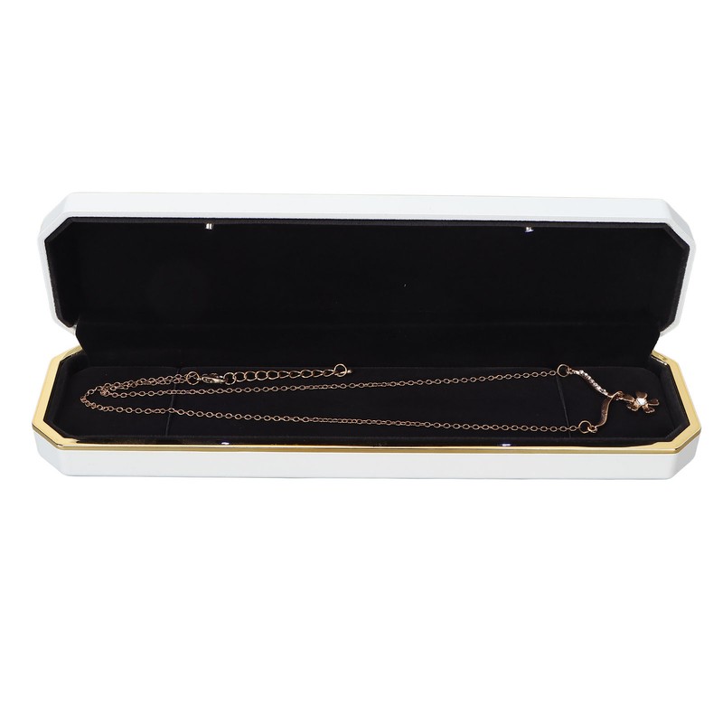 LED Lighted Jewelry Gift Box Rings Bracelet Tray Display Storage