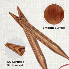 KnitPro Ginger Fixed Circular Needles – 60cm x 15mm Knitting Pins, Brown