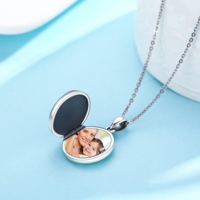 REDSUN Kompass Medaillon Halskette 925 Sterling Silber Kompass Mondstein Kette