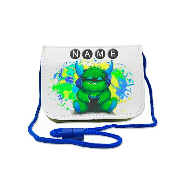 Kinder Brustbeutel mit Name und Schriftartwahl | Klettverschluss mit Schnur