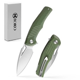 LONSDOW  Survival Knives Self-Defense Outdoor D2 Steel G10 Handle Folding Camping Hunting Pocket Knivestype: Pocket Knife, blade width: 1.49 inch, blade length: 2.95 inch, color: Green FK-107-4