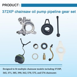 Sthywm Chain Saw Accessory Oil Pump Pipeline Gear Set, Compatible with 372XP 365 371 385 390 362 570 575 576 Chain Saw