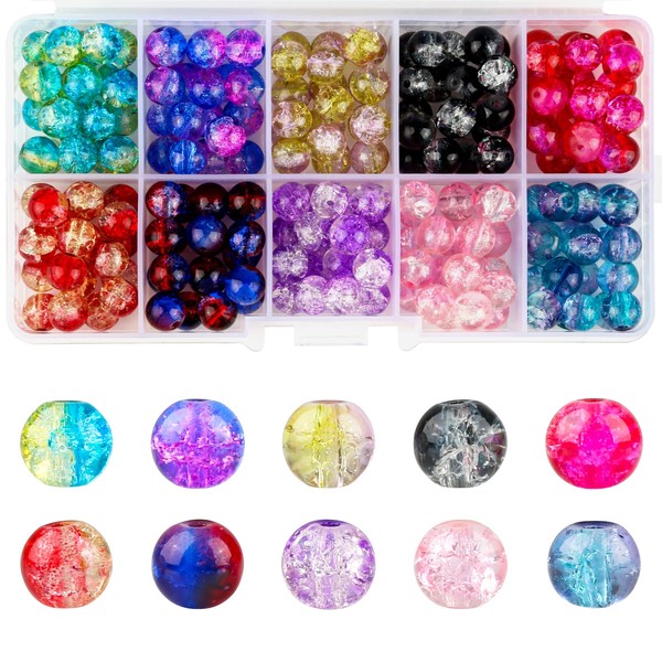 Pack of 200 Gemstone Beads, 8 mm Gemstones for Threading,