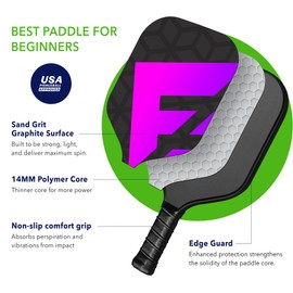 F2 Sports Graphite Pickleball Paddles (Sporty Purple)| USA Pickleball Approved| Cute Purple Pickleball Racket for Women| Textured for Max Spin & Power| 7.8-8.0 oz| 5" Handle
